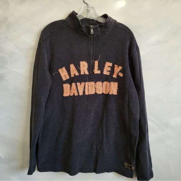 Harley Davidson Long Sleeve 3D Lettering Spell Out Top Shirt Men sz M - Picture 1 of 6